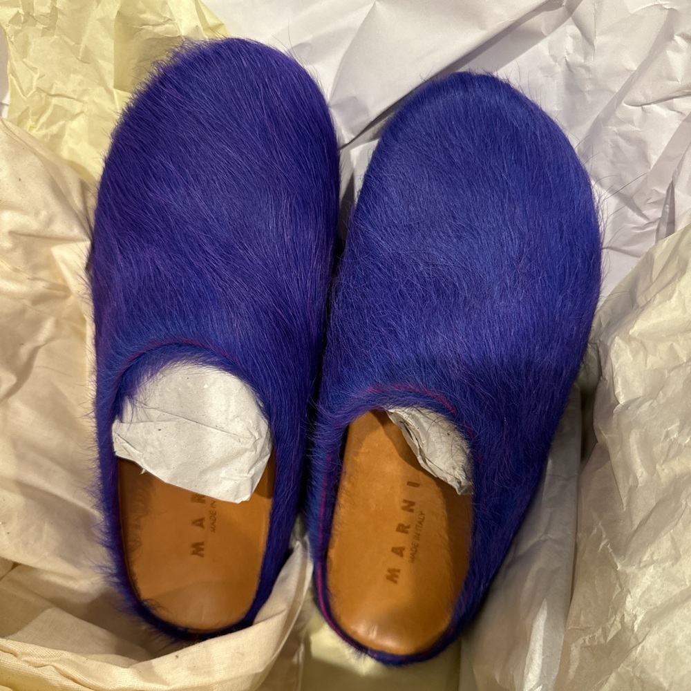 Marni Fussett Sabot Long Hair Calf BRAND NEW Box in Good Condition Men’s size 42
